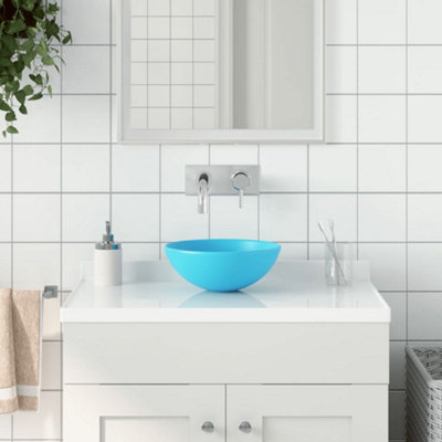 Bathroom Sink Ceramic Light Green Round