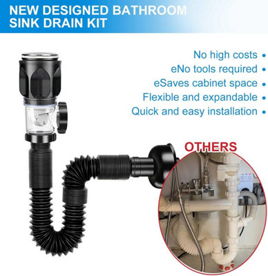 ECOLUH Upgraded Sink Drain Kit – Pop-Up Drain With Filter, Fits 1-1/4" & 1-1/2" Holes, 3-Minute Install