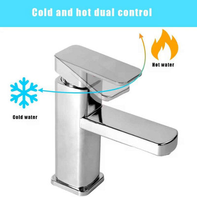 Bathroom Sink Faucet Square Basin Faucet Hot & Cold Water Mixed Water Taps