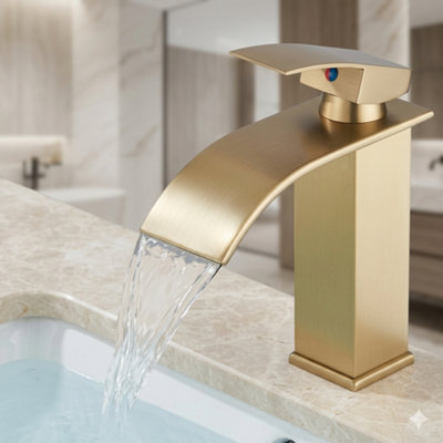 Bathroom sink tap single lever mono basin mixer brushed gold vanity tap modern design