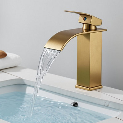 Bathroom sink tap single lever mono basin mixer brushed gold vanity tap modern design
