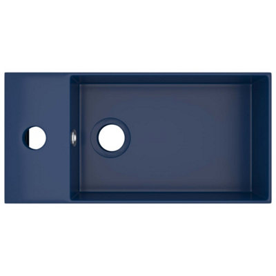Bathroom Sink with Overflow Ceramic Dark Blue