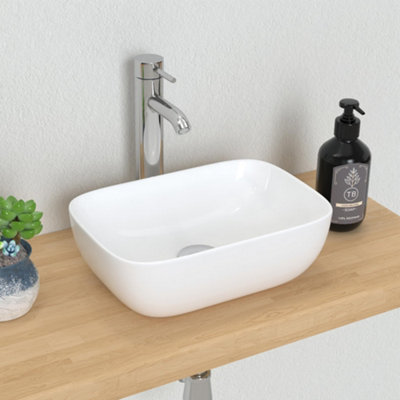 Bathroom Small Vessel Sink White Ceramic Sink Bowl 46cm x 32.5cm x 14cm