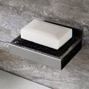 Bathroom Soap Bar Dish Holder and Soak Sponge Self Adhesive Kitchen Shower Sink