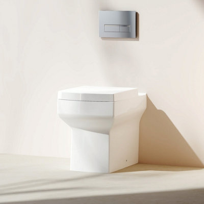 Bathroom Square Back To Wall Toilet Pan with Soft Close Seat Short ...