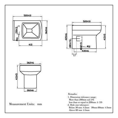 Bathroom Square Back To Wall Toilet Pan with Soft Close Seat Short ...