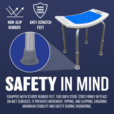 Bathroom Stool For Elderly 6 Level Height Adjustable Aluminium Disabled ...
