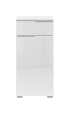 Bathroom Storage Unit Drawer Cabinet White Gloss Slim Narrow 40cm Floor Spice