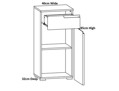 Bathroom Storage Unit Drawer Cabinet White Gloss Slim Narrow 40cm