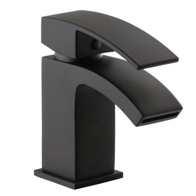 Bathroom Tap Modern Square Black Basin sink Mijas Mini Mono Mixer