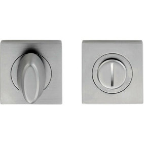 Bathroom Thumbturn Lock and Release Handle Square Rose Satin Chrome