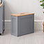 Bathroom Tidy Box Grey Bamboo Toilet Roll Cleaning Bottle Storage Unit Christow