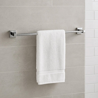 Bathroom Towel Rail Single Wall Mounted Storage Rack Holder Chrome
