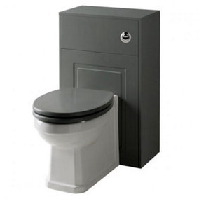 Bathroom Traditional Back to Wall Toilet with Soft Close Seat and WC Unit 500mm Wide - Matt Grey - (Aberdeen)