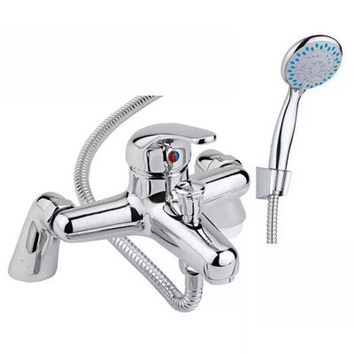 Bathroom Tub Chrome Finished Mixer Taps Bath Shower Filler Tap Hot & Cold Water with 3 Models Handheld Shower Head with Hoses