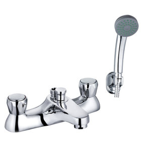 Bathroom Two Handle Tap Chrome Basin Sink Bath Shower Mixer Shower Head Kit
