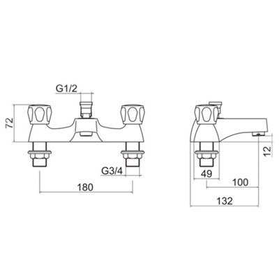 Bathroom Two Handle Tap Chrome Basin Sink Bath Shower Mixer Shower Head Kit