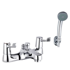 Bathroom Two Lever Bath Shower Mixer Taps With Shower Head Kit Chrome