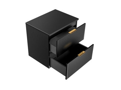 Bathroom Vanity Unit 600mm Countertop Ribbed Fluted Black Modern Wall ...