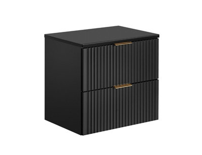 Bathroom Vanity Unit 600mm Countertop Ribbed Fluted Black Modern Wall ...
