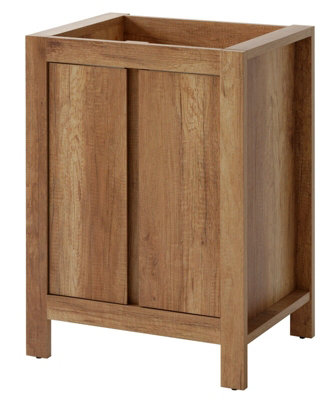 Bathroom Vanity Unit 600mm Floor Sink Cabinet 60cm Freestanding Cupboard Oak Effect Classic