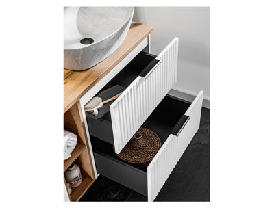 Bathroom Vanity Unit 600mm White Cabinet Modern Wall Hung Floating ...