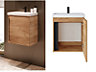 Bathroom Vanity Unit and Basin 500 Cloakroom Sink Wall Cabinet Oak Finish Avir
