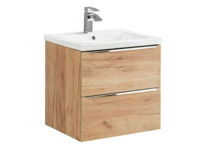 Bathroom Vanity Unit Basin Sink Wall Hung Modern Drawers Cabinet 600mm ...