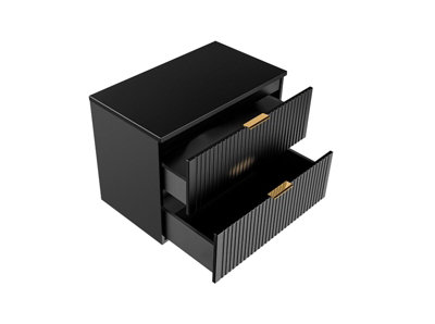 Bathroom Vanity Unit Black 800mm Countertop Ribbed Wall Hung Drawer ...