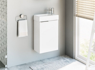 White gloss deals bathroom vanity unit