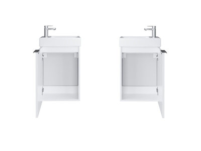 Bathroom Vanity Unit with Basin 400 Cloakroom Sink Wall Cabinet White Gloss Avir