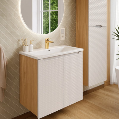 Bathroom Vanity Unit with Basin 600mm Sink Cabinet Wall Hung Floating ...