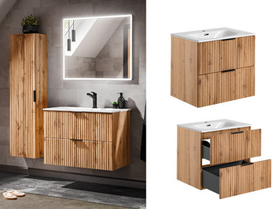 Bathroom Vanity Unit with Basin 600mm Wall Hung Vanity Cabinet with ...