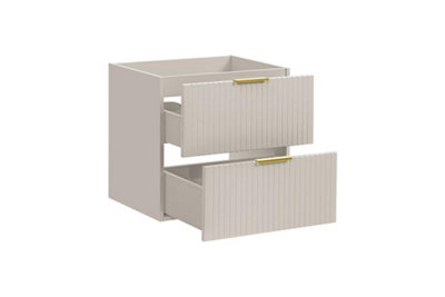 Bathroom Vanity Unit with Sink Basin 600mm Ribbed Fluted Beige Cashmere ...