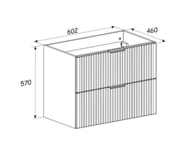Bathroom Vanity Unit with Sink Basin 600mm Ribbed Fluted Beige Cashmere ...