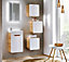 Bathroom Wall Cabinet Cube Unit x 3 Floating Storage Shelf Designer White Gloss Oak Arub