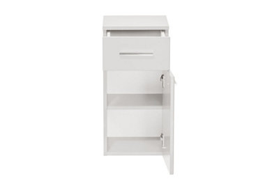 Bathroom Wall Cabinet Narrow Slim Storage Unit with Drawer Modern Soft ...