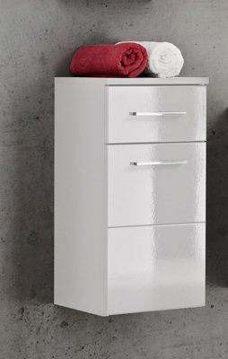 Bathroom Wall Cabinet Narrow Slim Storage Unit with Drawer Modern Soft ...
