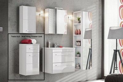 Bathroom Wall Cabinet Narrow Slim Storage Unit with Drawer Modern Soft ...