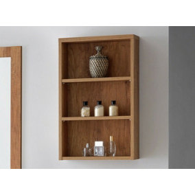 Bathroom Wall Cabinet Shelf 400mm Slimline Shelving Open Storage Unit Oak Effect Classic
