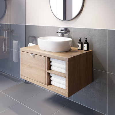 Bathroom Wall Hung Vanity Unit White Basin Cabinet Storage Drawer Shelf 800mm