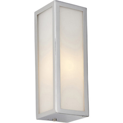 Bathroom Wall Light Fitting - Chrome Plate & Frosted Glass Shade ...