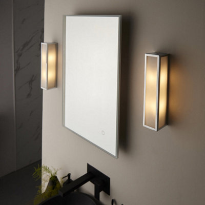 Bathroom Wall Light Fitting - Chrome Plate & Frosted Glass Shade - Twin ...