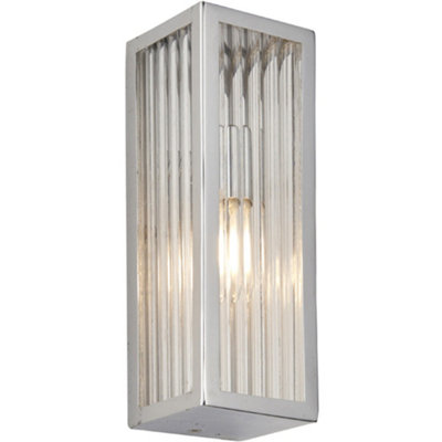 Bathroom Wall Light Fitting - Chrome Plate & Ribbed Glass Shade ...