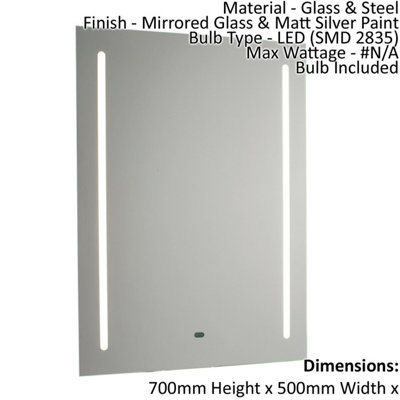Bathroom Wall Light IP44 - Mirrored Glass & Matt Silver Paint - 108 x 0.092W