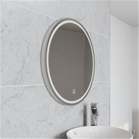 Bathroom Wall Mirror - 600mm Circular LED Light Wall Mirror - Demister Pad