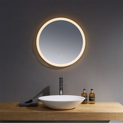 Bathroom Wall Mirror - 800mm Rounded - LED Light (3 Tone) - Anti Fog Demister - Magnifying Mirror