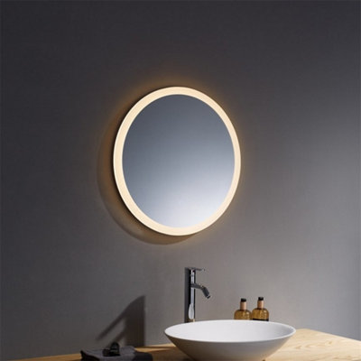 Bathroom Wall Mirror - 800mm Rounded - LED Light (3 Tone) - Anti Fog Demister - Magnifying Mirror