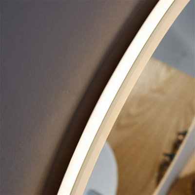 Bathroom Wall Mirror - 800mm Rounded - LED Light (3 Tone) - Anti Fog Demister - Magnifying Mirror