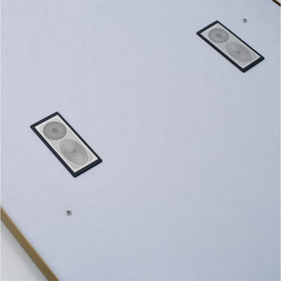 Bathroom Wall Mirror - Rectangular 1000 x 600mm - Brushed Brass Rectangular Wall Mirror - LED Light Lights - Bluetooth Speakers
